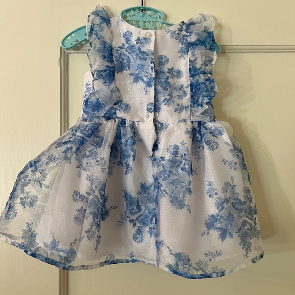 Pippa and Julie blue & white floral toile party dress tulle underskirt 18 months - Picture 2 of 5